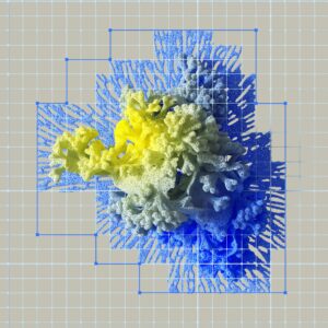 Colorful abstract 3D rendering of neural networks with vibrant blue and yellow gradients.